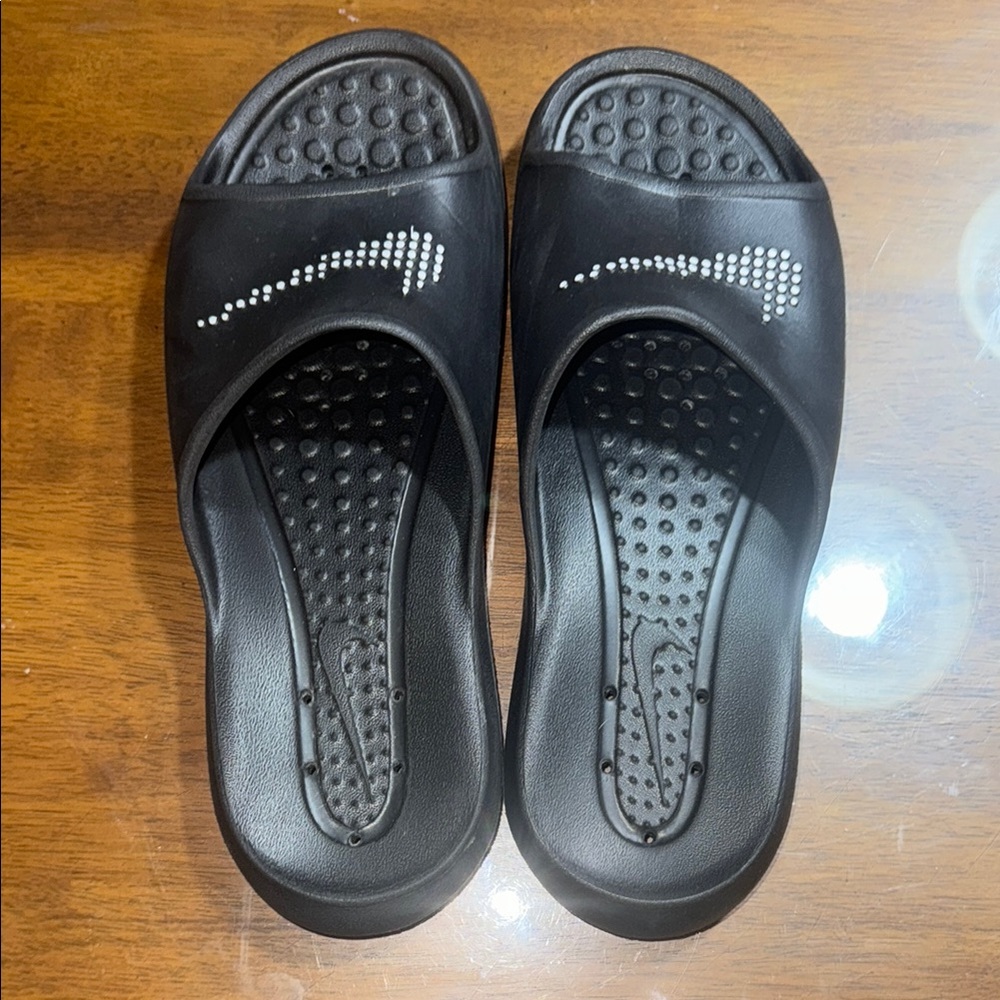 Nike Black Slide Sandals with White Accents